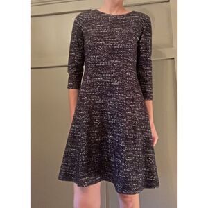 CALVIN Klein Marled Black & White 3/4 Sleeve A-Line Career Dress Size 4